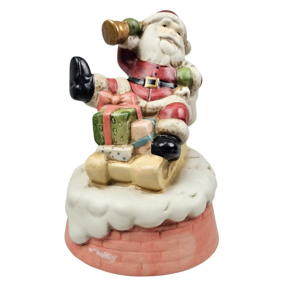 Flambro‎ Porcelain Antique Santa Musical Figurine Santa Claus Is Coming To Town